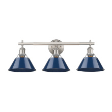 Golden 3306-BA3 PW-NVY - Yep by Golden Lighting Orwell 3-light Vanity in Pewter and Navy Blue shade